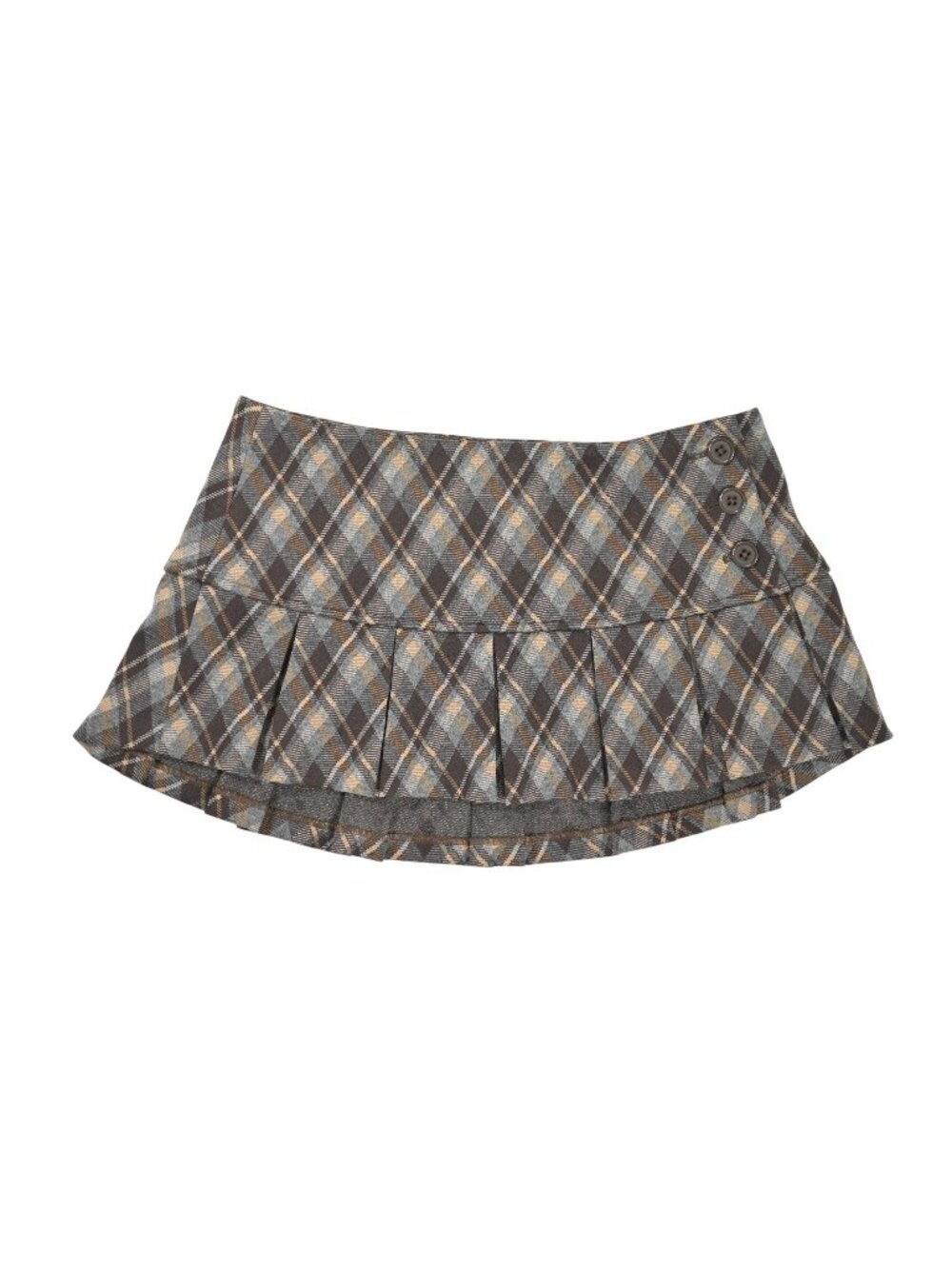 Guizio Pleated Micro Mini Skirt in Blue Multi